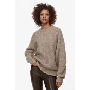 Wilfred Aritzia Holly Sweater 2XS Merino Wool Yak Blend Tan Crewneck Oversized